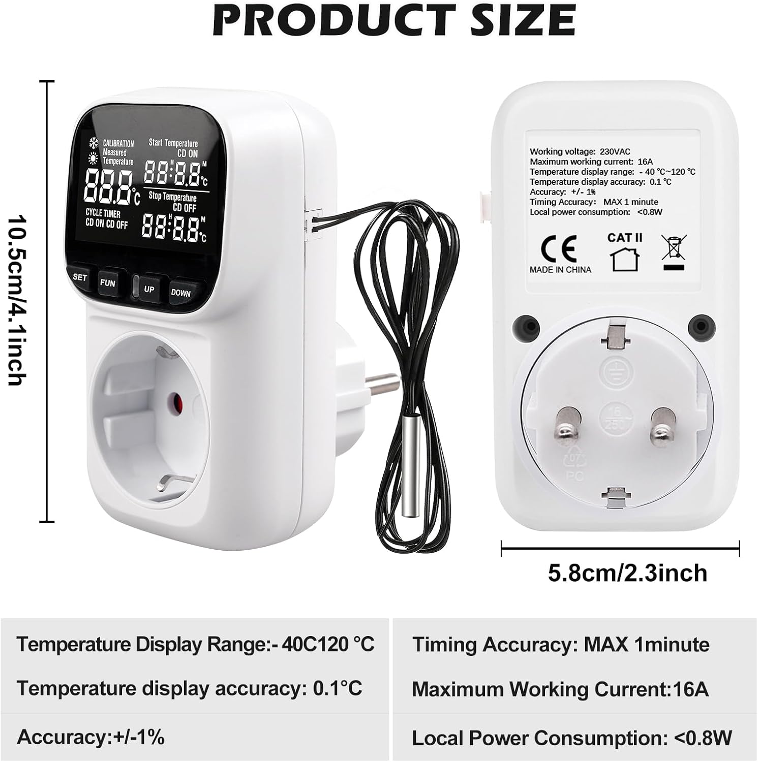PORFOYO Digitaler Temperaturregler Steckdose 230V - Bild 2