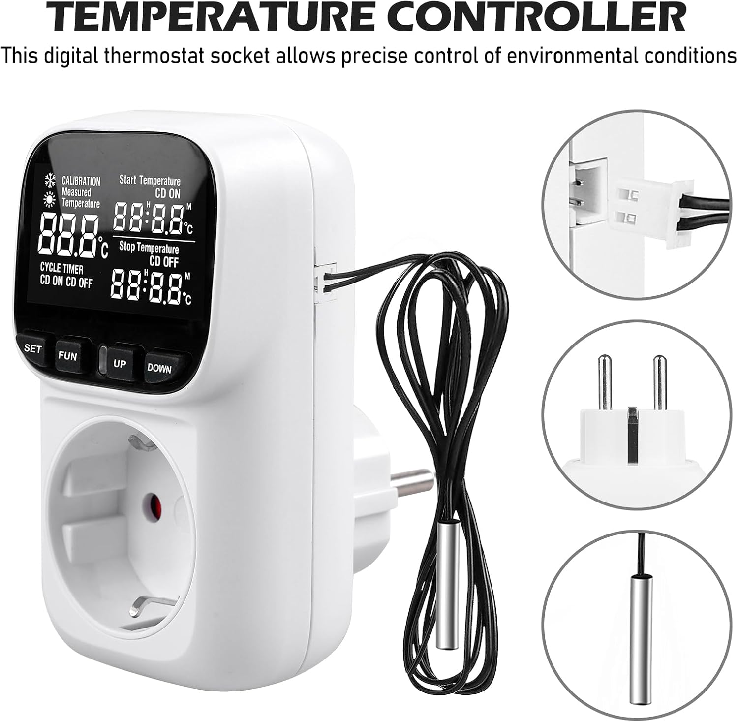 PORFOYO Digitaler Temperaturregler Steckdose 230V - Bild 3